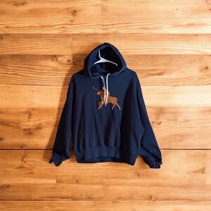 Polo Ralph Lauren The RL Fleece Leather-Big Pony Hoodie, size Lange